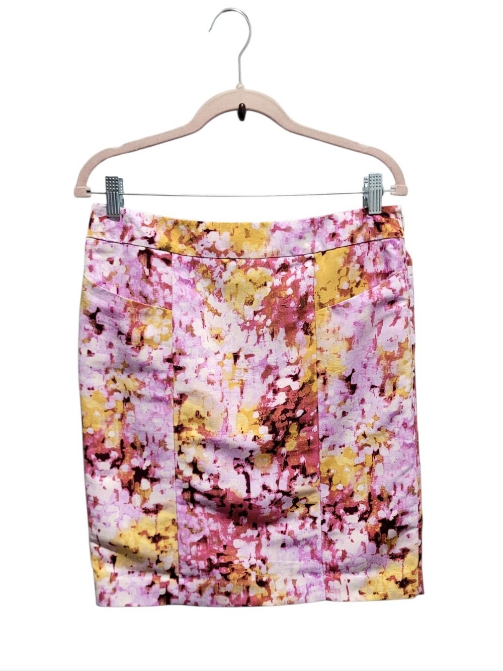 LOFT Floral Pencil Skirt Pink Purple Lined Side Zip Pockets NWT Size 6